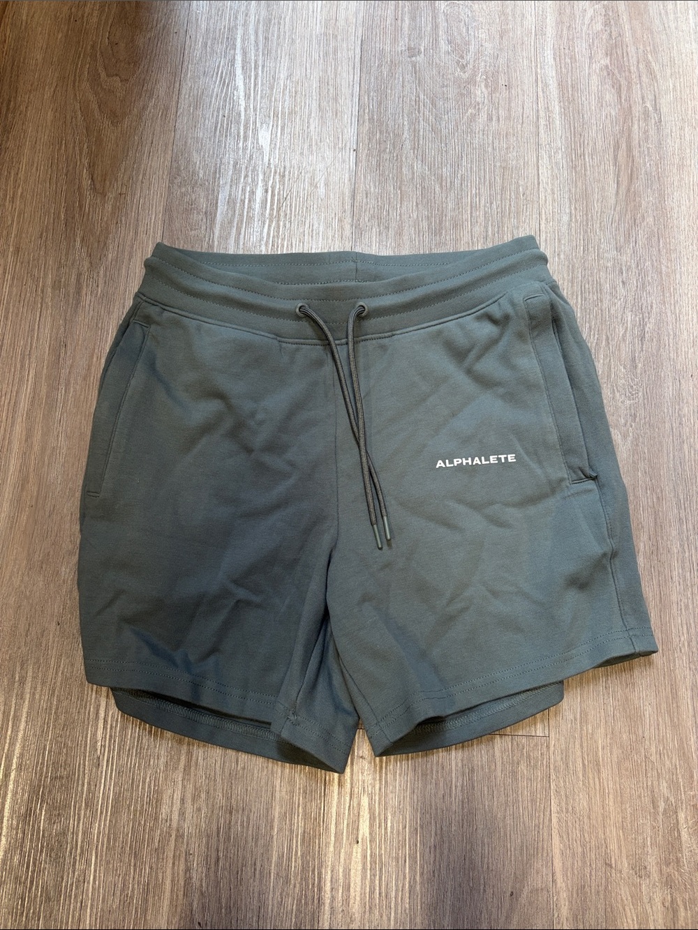 Alphalete Men's Olive Workout Shorts with Drawstring